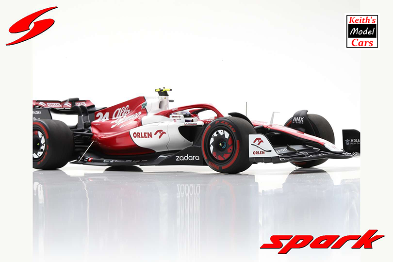 1:43 Scale Spark Models Alfa Romeo F1 Team Orlen Racing C42 - Bahrain GP  2022 - 10th Place - No.24 Zhou Ganyu (18S748)