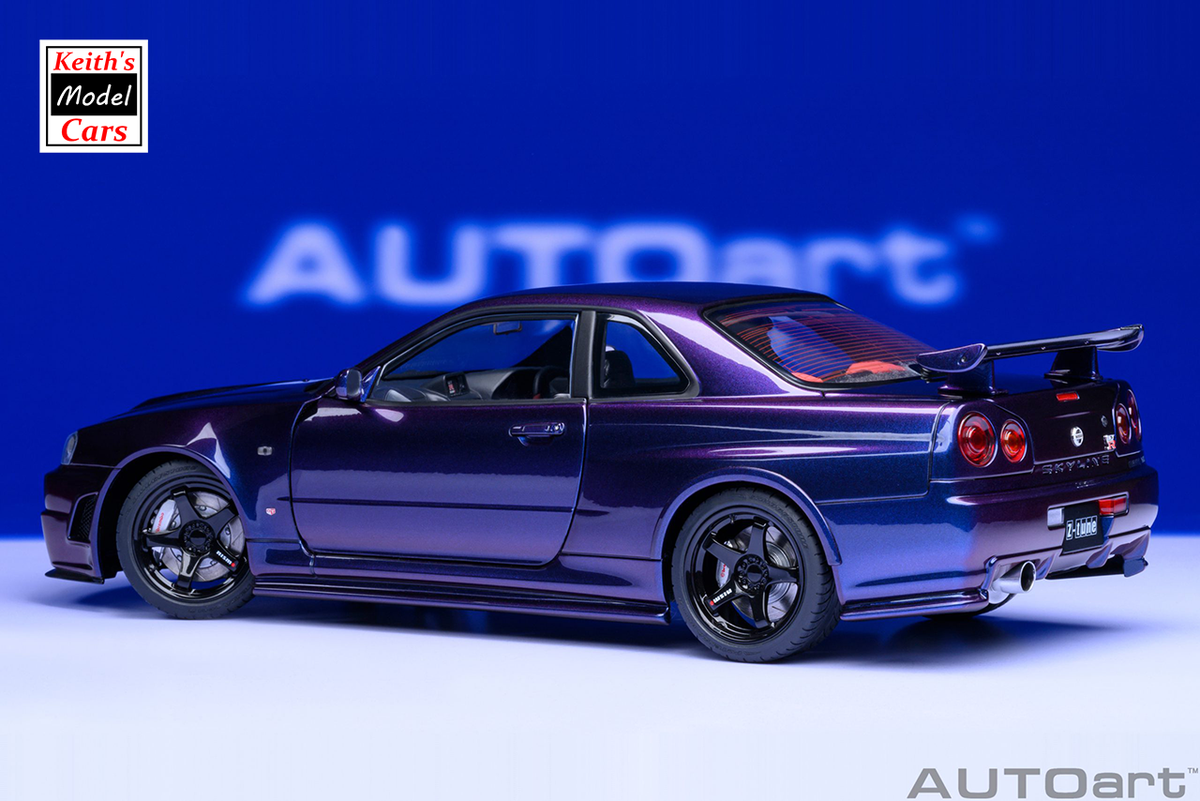 1:18 Scale AUTOart Models Nissan Skyline GT-R (R34) Z-Tune in Midnight  Purple III (AA77464)