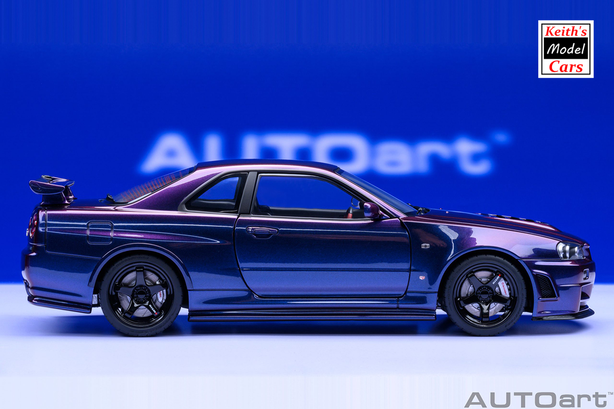 1:18 Scale AUTOart Models Nissan Skyline GT-R (R34) Z-Tune in Midnight  Purple III (AA77464)