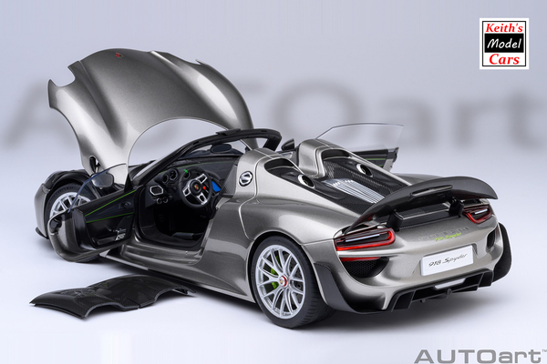 [1/18 Scale] Porsche 918 Spyder Weissach Package in Liquid Metal Silver by AUTOart Models