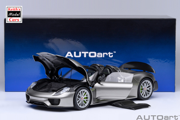 [1/18 Scale] Porsche 918 Spyder Weissach Package in Liquid Metal Silver by AUTOart Models