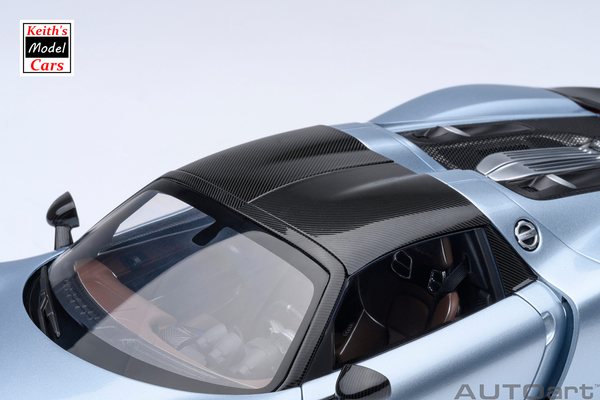 [1/18 Scale] Porsche 918 Spyder Weissach Package in Liquid Metal Blue Chrome by AUTOart Models