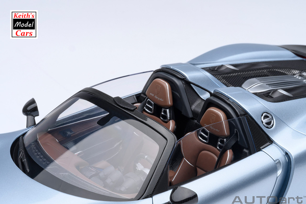 [1/18 Scale] Porsche 918 Spyder Weissach Package in Liquid Metal Blue Chrome by AUTOart Models