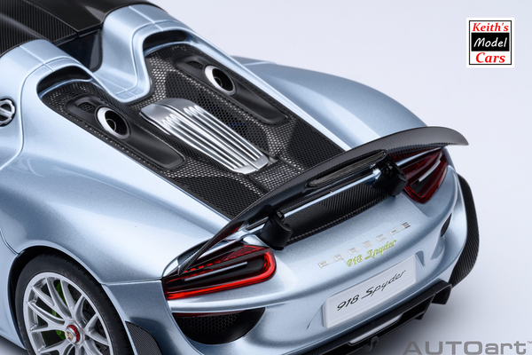 [1/18 Scale] Porsche 918 Spyder Weissach Package in Liquid Metal Blue Chrome by AUTOart Models