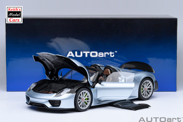 [1/18 Scale] Porsche 918 Spyder Weissach Package in Liquid Metal Blue Chrome by AUTOart Models