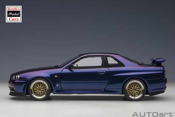 [1/18 Scale] Nissan Skyline GT-R (R34) V-Spec II in Midnight Purple III w/ BBS LM Wheels by AUTOart Models