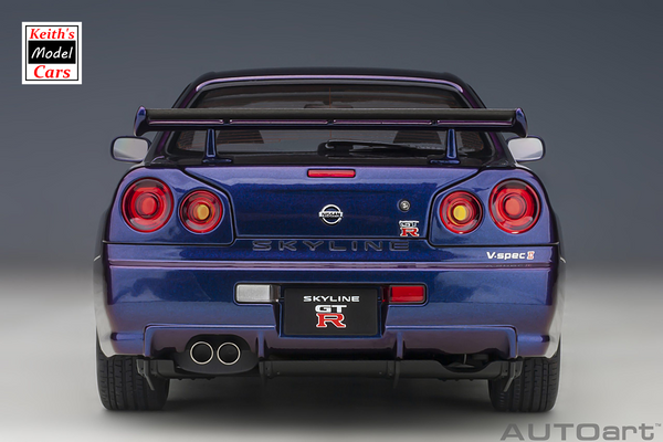 [1/18 Scale] Nissan Skyline GT-R (R34) V-Spec II in Midnight Purple III w/ BBS LM Wheels by AUTOart Models