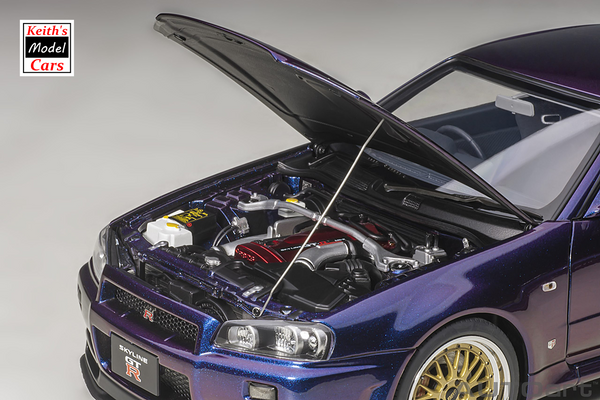 [1/18 Scale] Nissan Skyline GT-R (R34) V-Spec II in Midnight Purple III w/ BBS LM Wheels by AUTOart Models