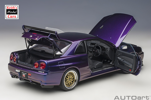 [1/18 Scale] Nissan Skyline GT-R (R34) V-Spec II in Midnight Purple III w/ BBS LM Wheels by AUTOart Models