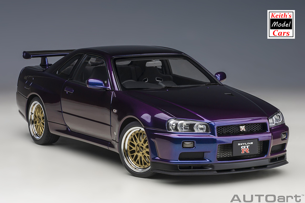 [1/18 Scale] Nissan Skyline GT-R (R34) V-Spec II in Midnight Purple III w/ BBS LM Wheels by AUTOart Models