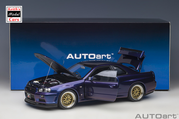 [1/18 Scale] Nissan Skyline GT-R (R34) V-Spec II in Midnight Purple III w/ BBS LM Wheels by AUTOart Models